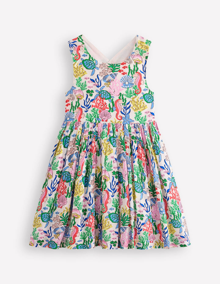 Harper Kleid mit gekreuzten Rückenträgern-Bunt Korallenbucht