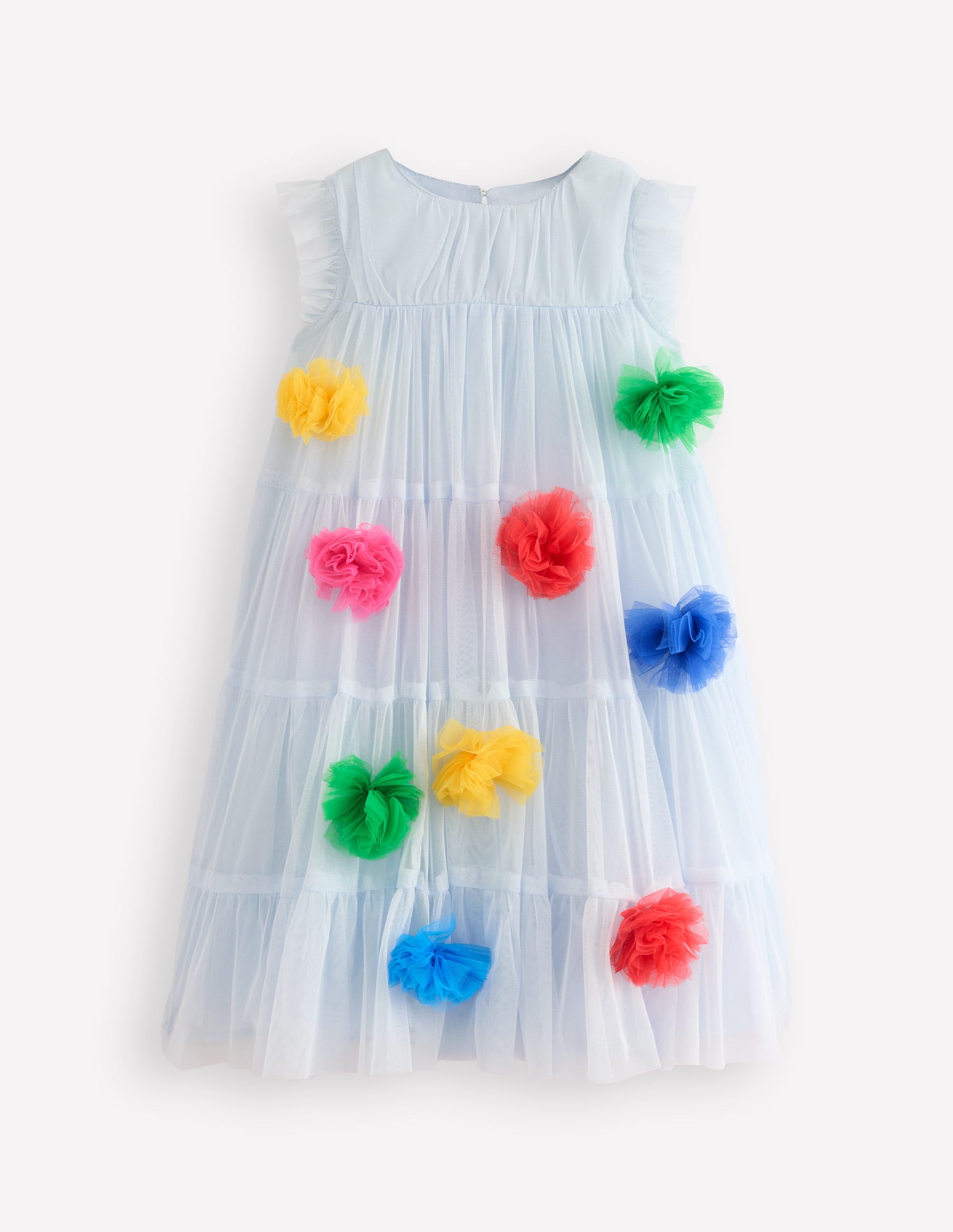 Tüllkleid mit Regenbogen-Ombré-Blau Bunt Bommel - Image 1