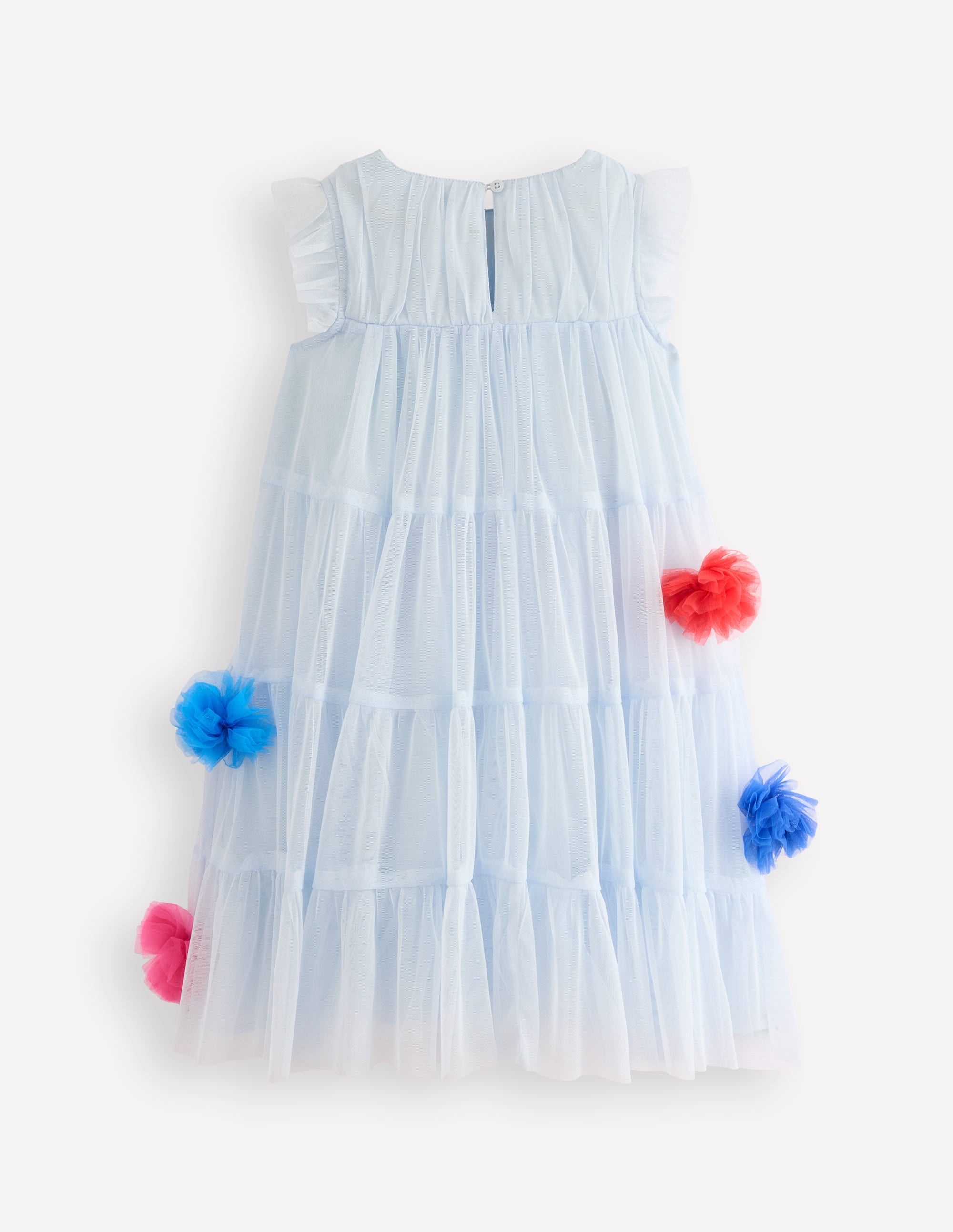 Tüllkleid mit Regenbogen-Ombré-Blau Bunt Bommel - Image 2