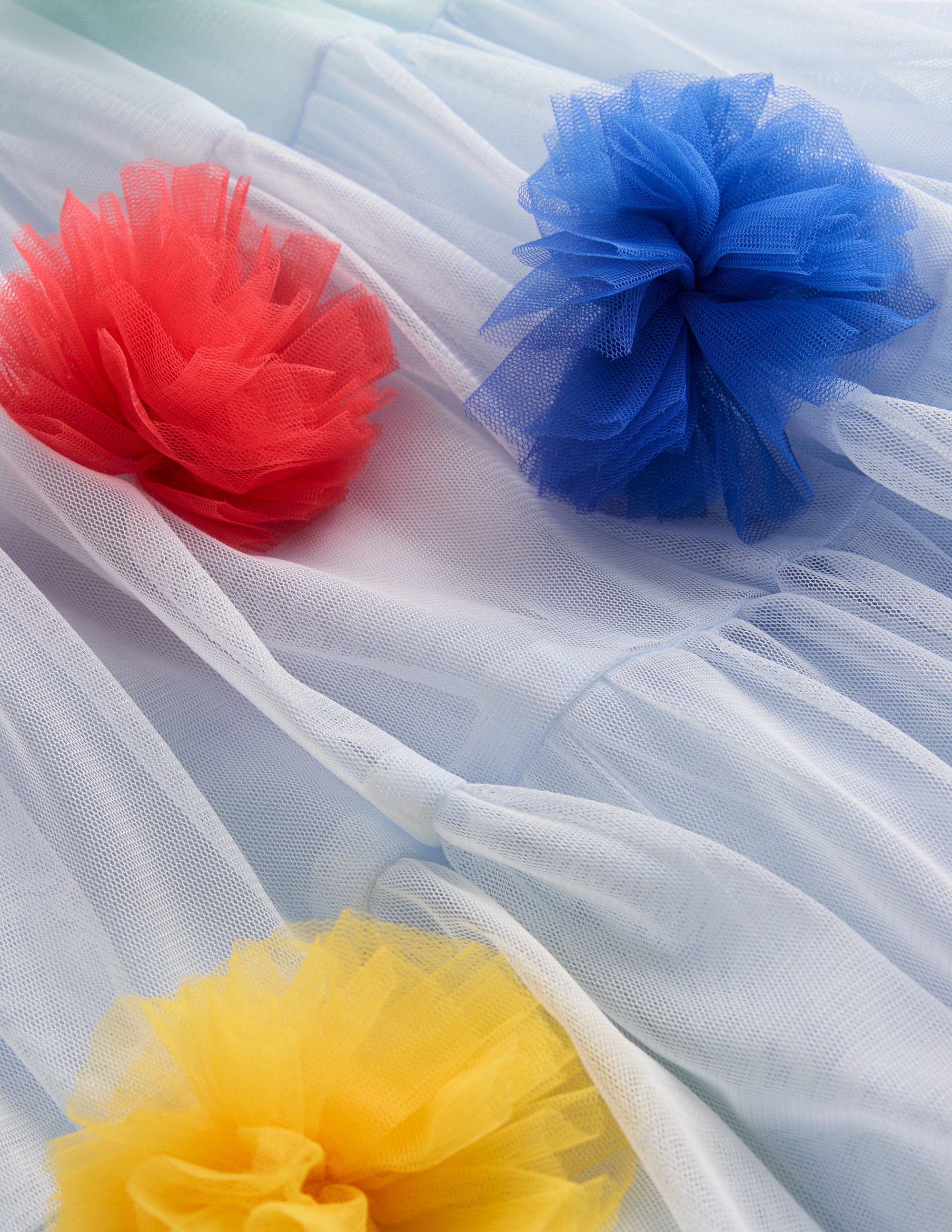 Tüllkleid mit Regenbogen-Ombré-Blau Bunt Bommel - Image 3