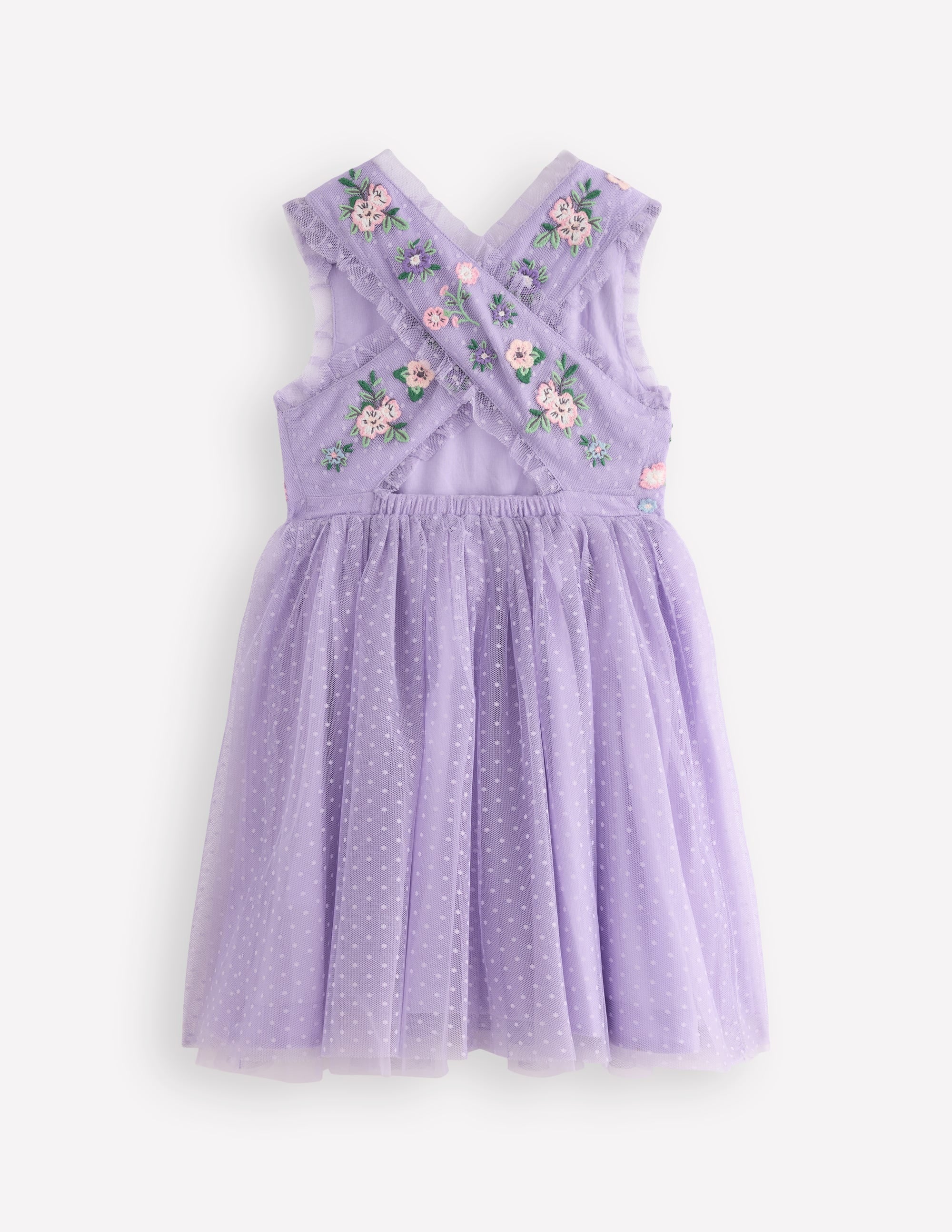 Kleid mit gekreuzten Rückenträgern-Flieder Blumenstickerei - Image 2