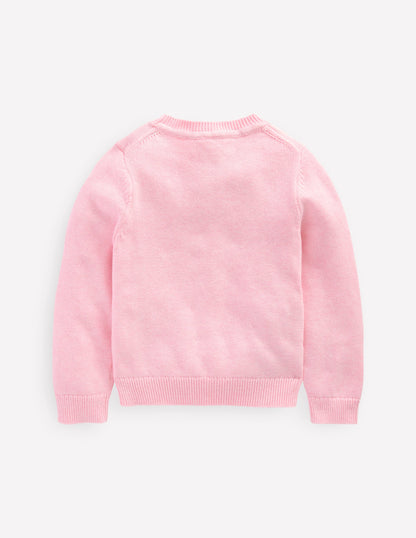 Karina lustiger Häkelpullover-Sanftes Rosa Eis