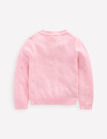 Pull fun Karina en maille crochet-Glaces rose tendre