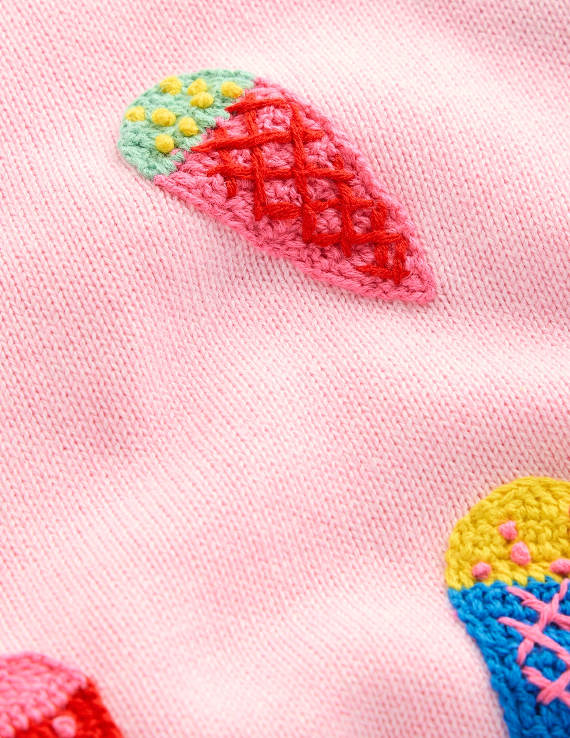 Pull fun Karina en maille crochet-Glaces rose tendre - Image 3