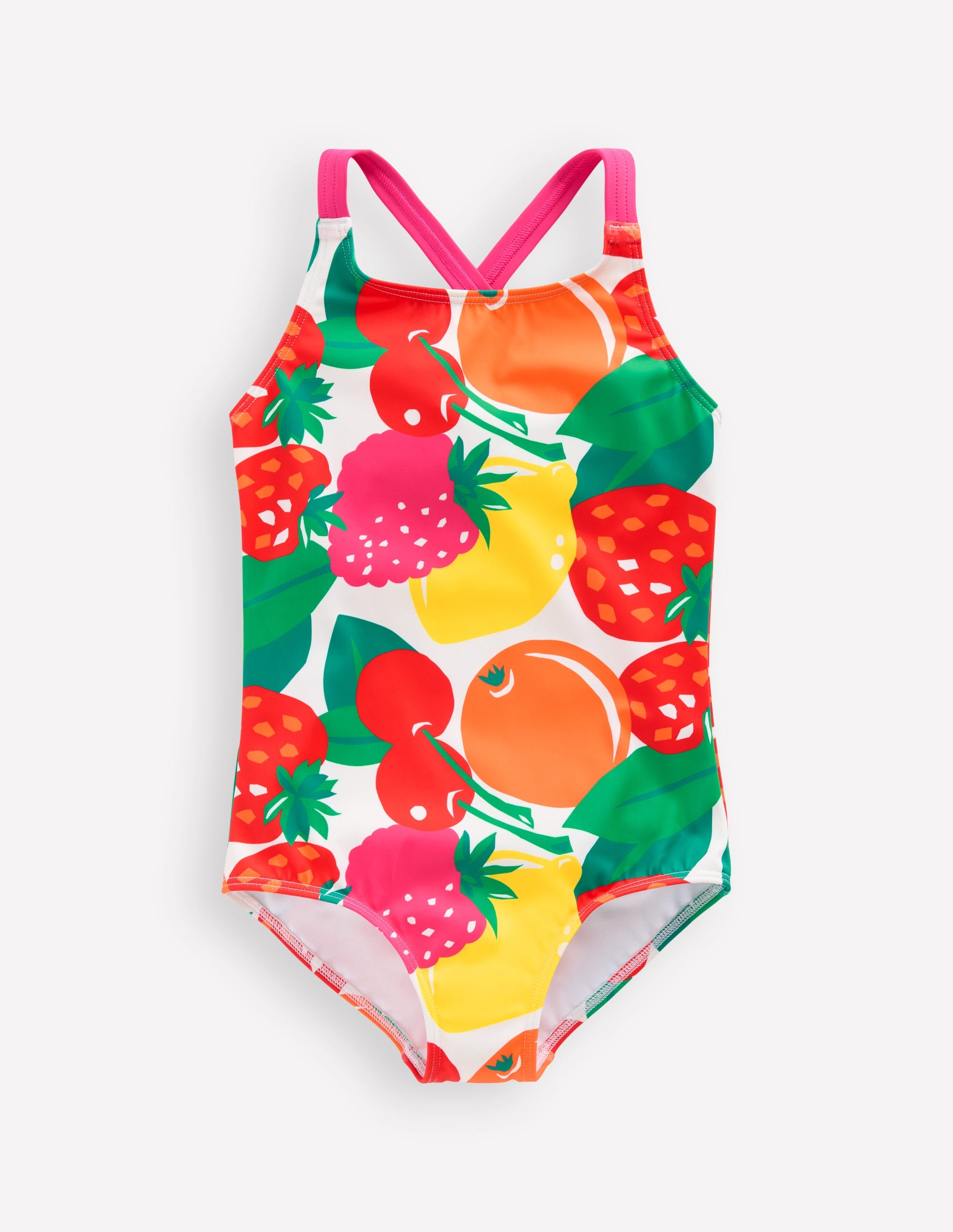Maillot de bain imprimé croisé dans le dos-Fruits géants multi - Image 1