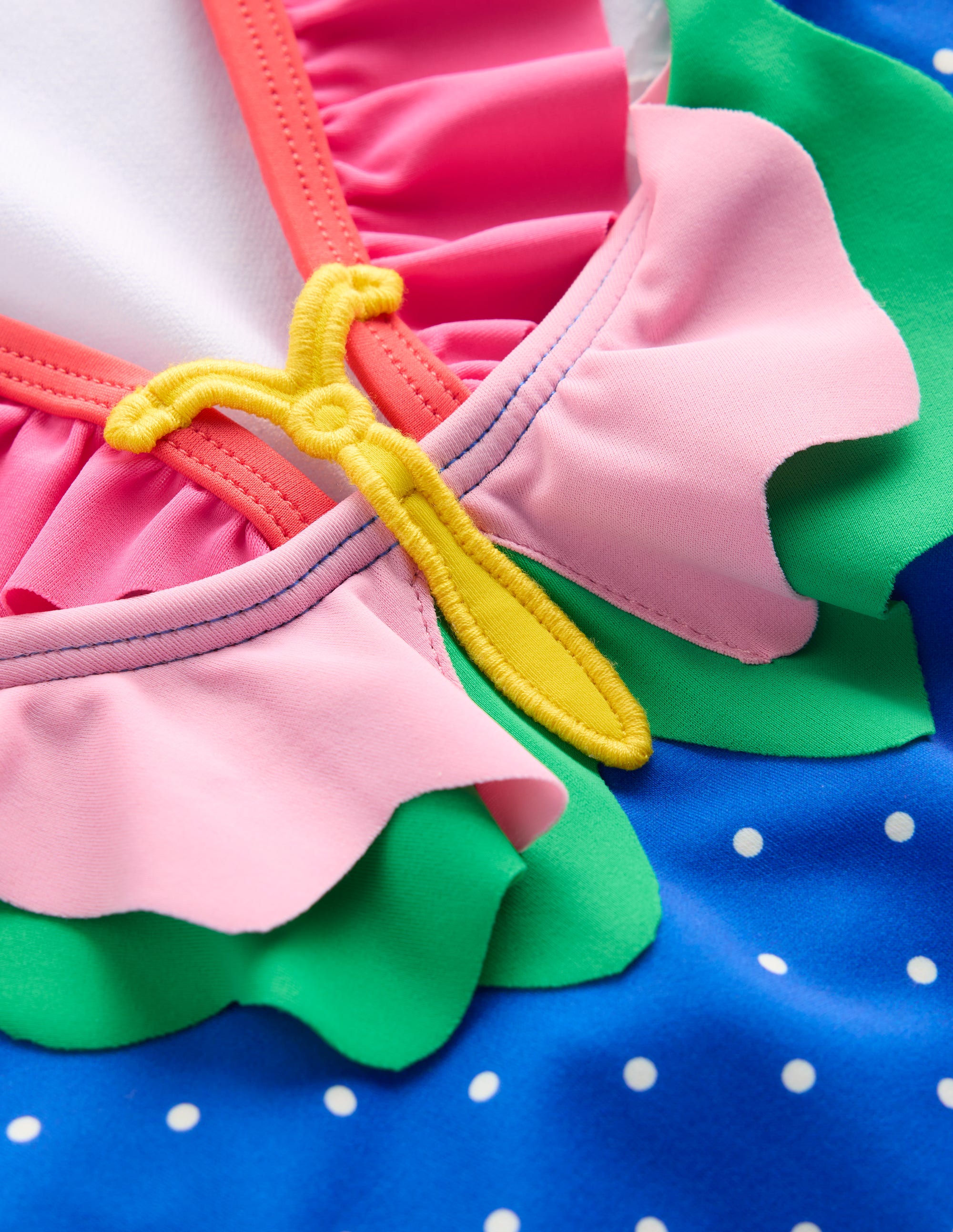 Maillot de bain Hallie à bretelles volantées-Papillon bleu plume de paon - Image 3