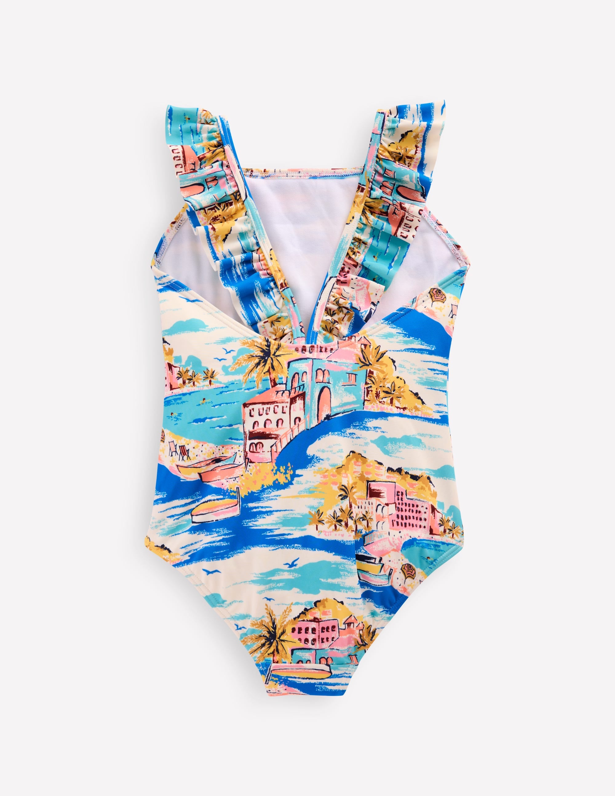 Maillot de bain Hallie à bretelles volantées-Paysage littoral multi - Image 2