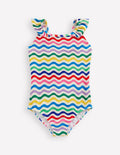 Maillot de bain Hallie à bretelles volantées-Mini vagues multi