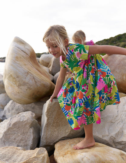 Ariel Jerseykleid zum Herumwirbeln-Bunt, Tropische Früchte