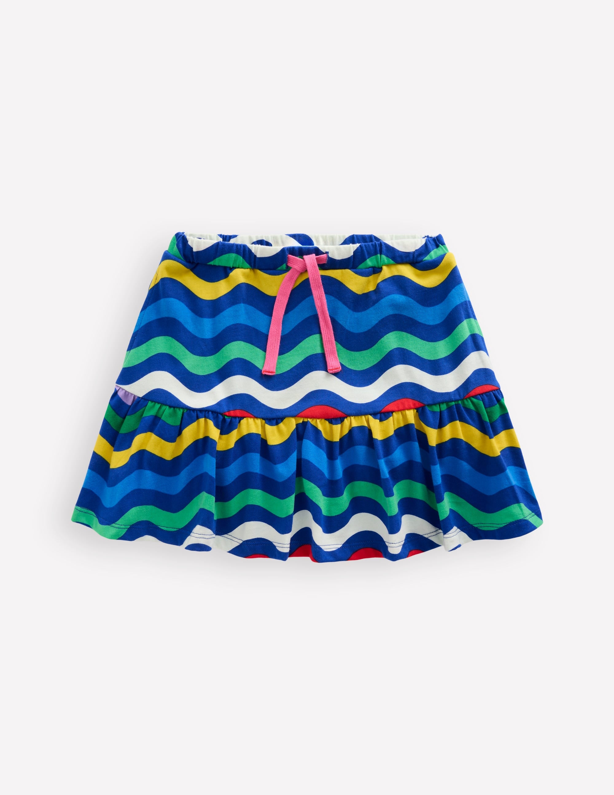 Gestufter Jersey-Skort-Leuchtendes Blau Wellen Streifen - Image 1