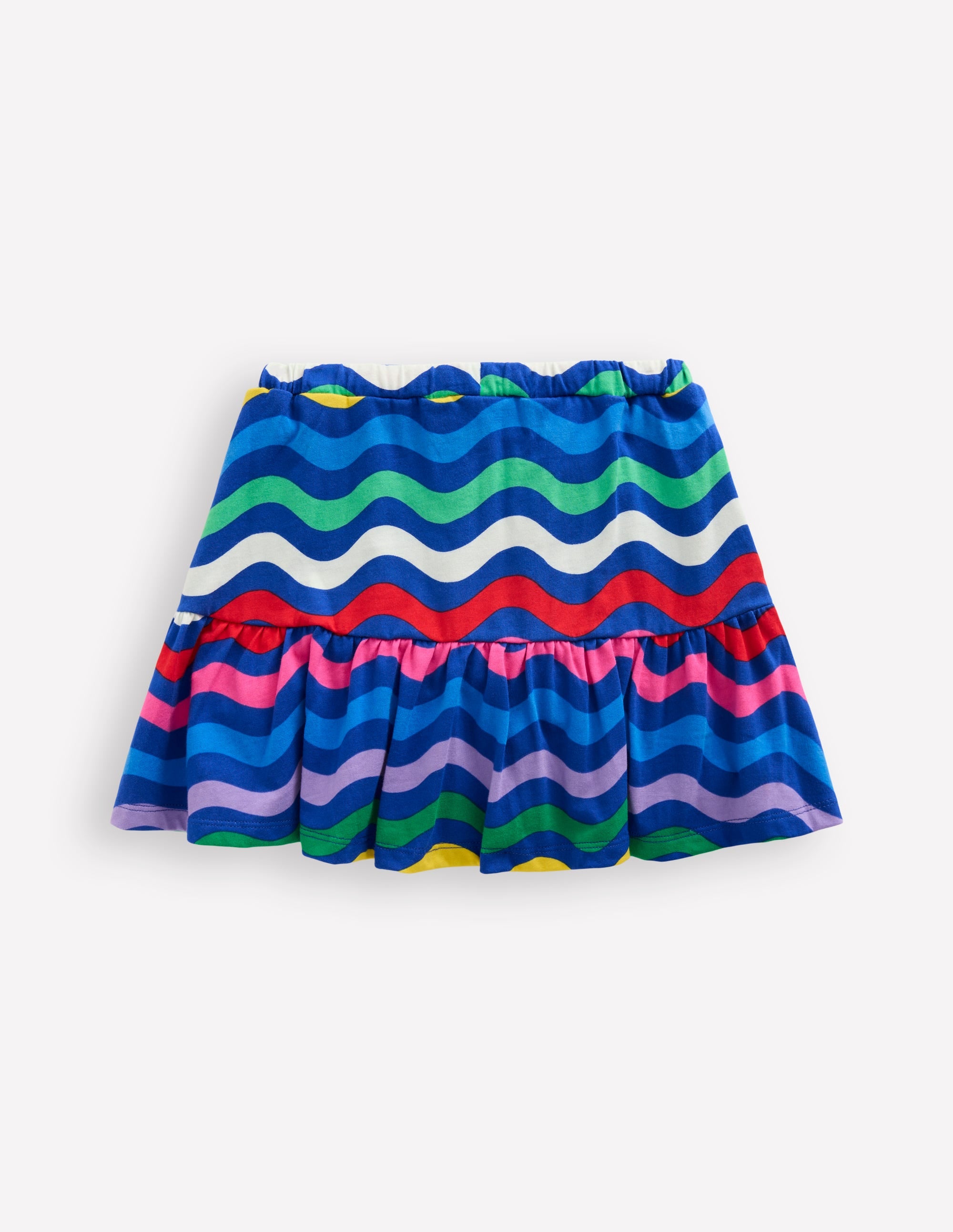 Gestufter Jersey-Skort-Leuchtendes Blau Wellen Streifen - Image 2