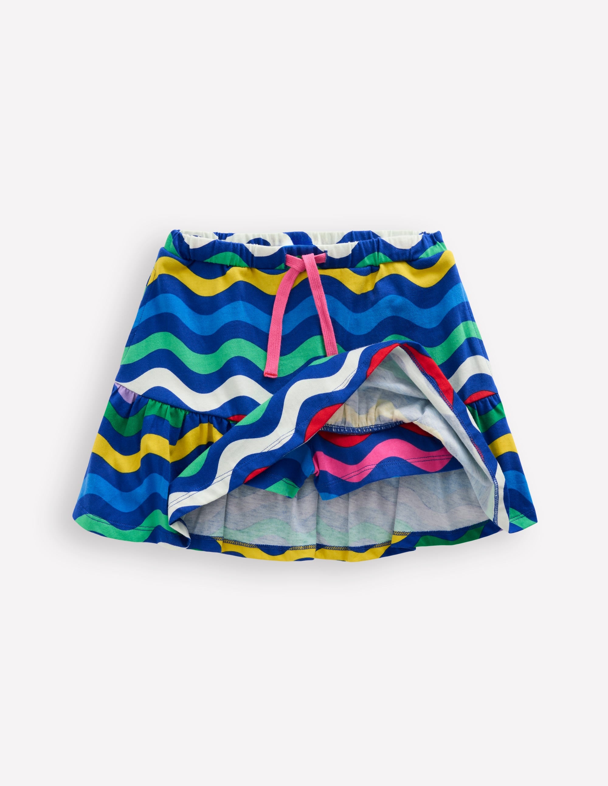 Gestufter Jersey-Skort-Leuchtendes Blau Wellen Streifen - Image 4