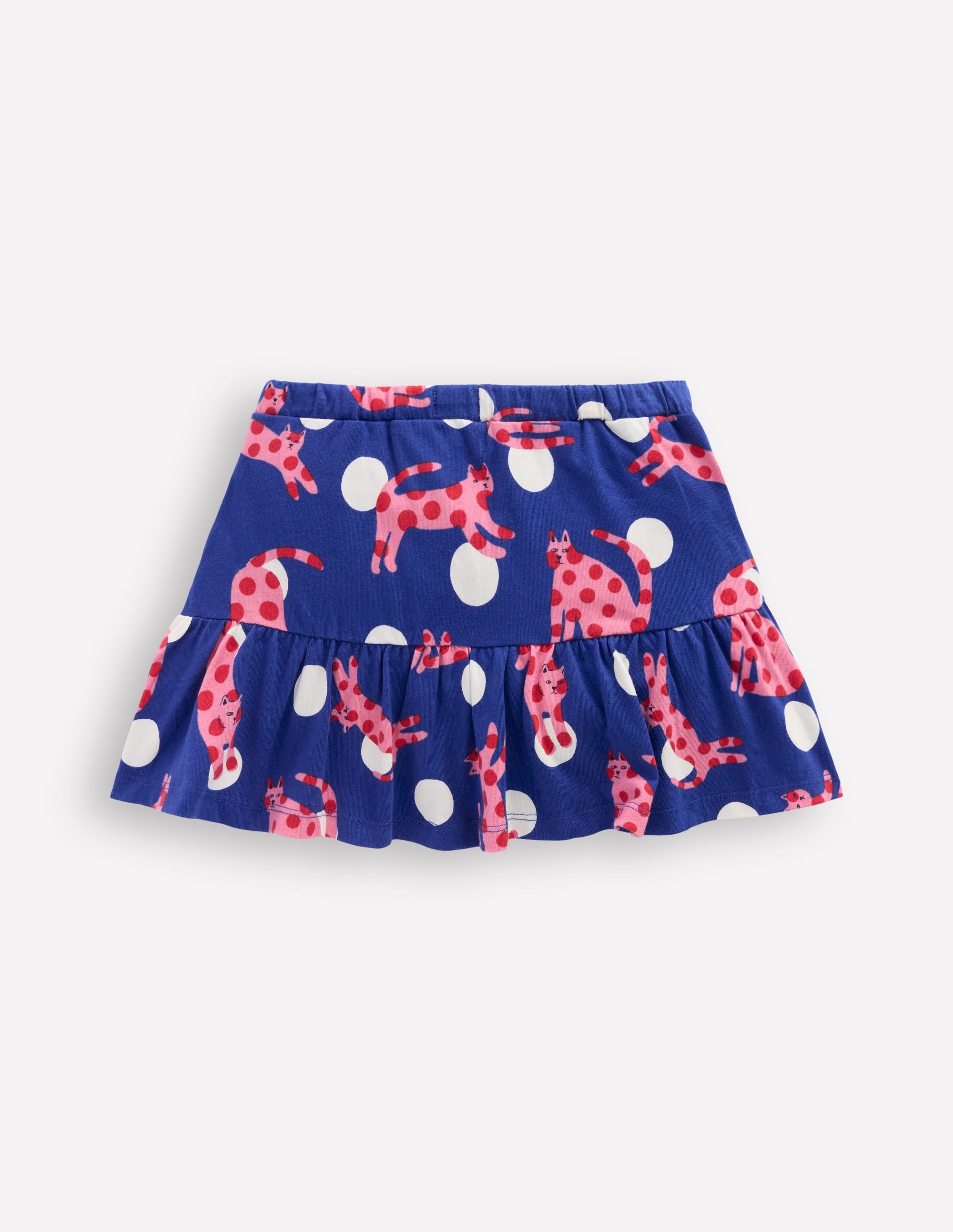 Jupe-short volantée en jersey-Chats à pois bleu vif - Image 2
