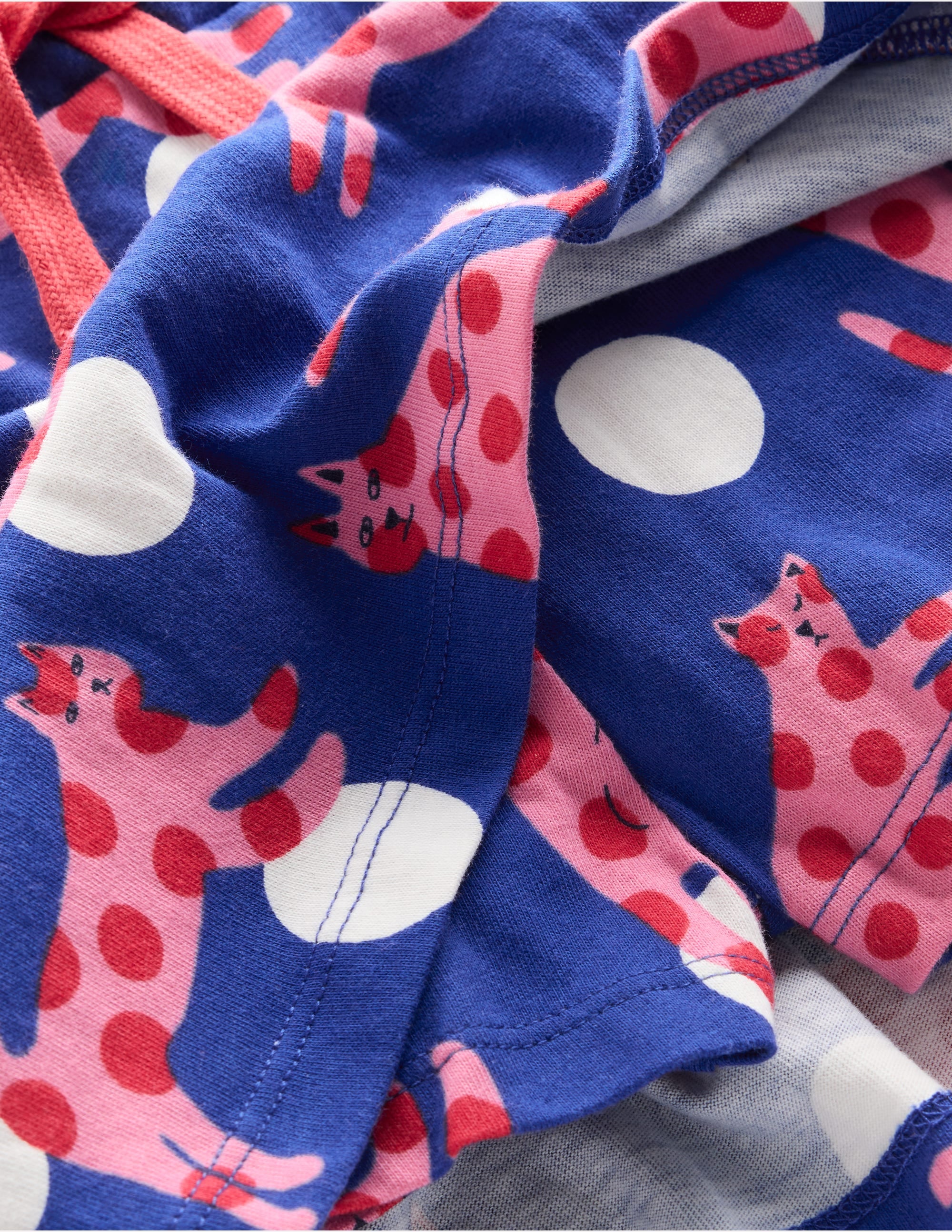 Jupe-short volantée en jersey-Chats à pois bleu vif - Image 3