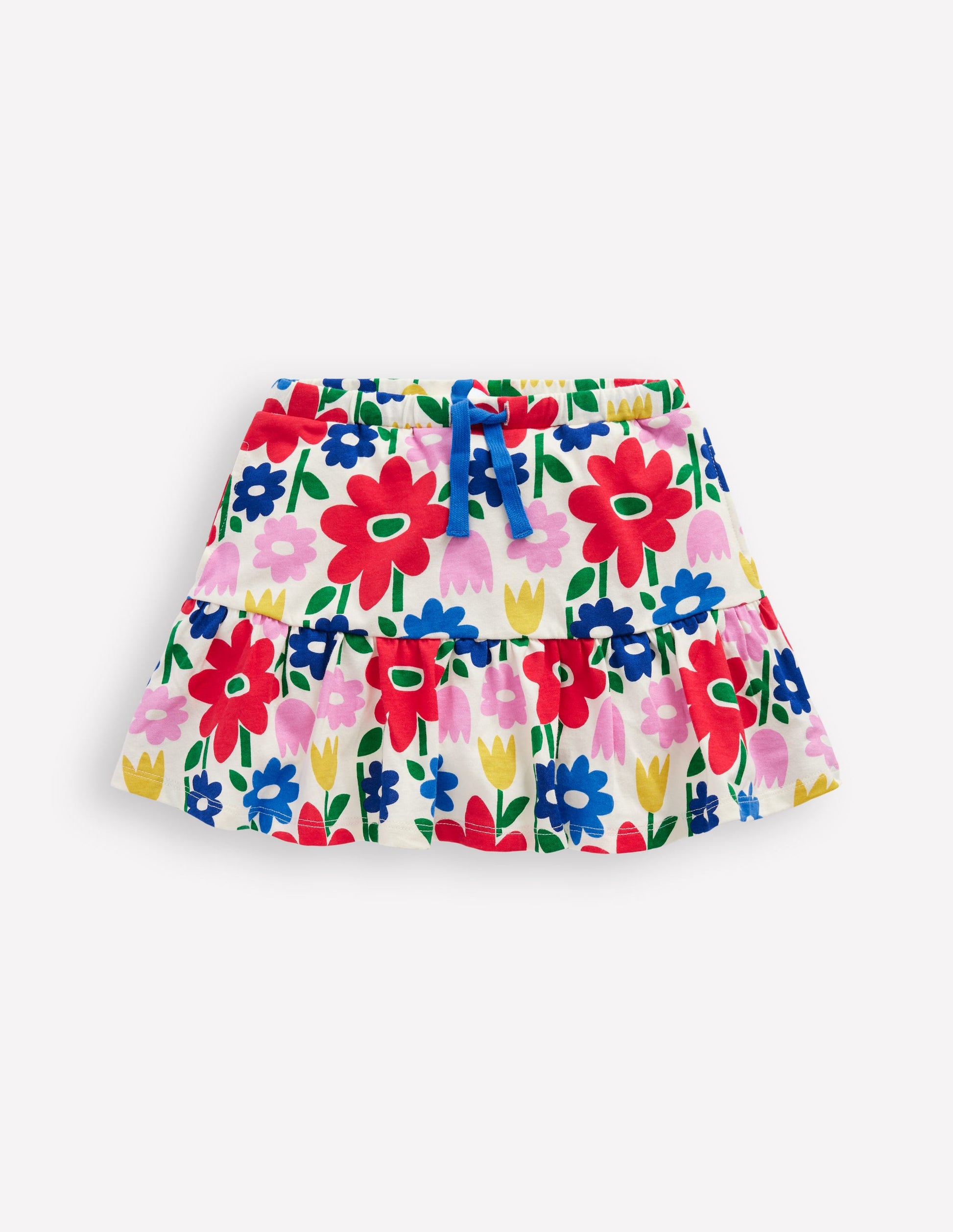 Jupe-short volantée en jersey-Fleurs pop multi-1