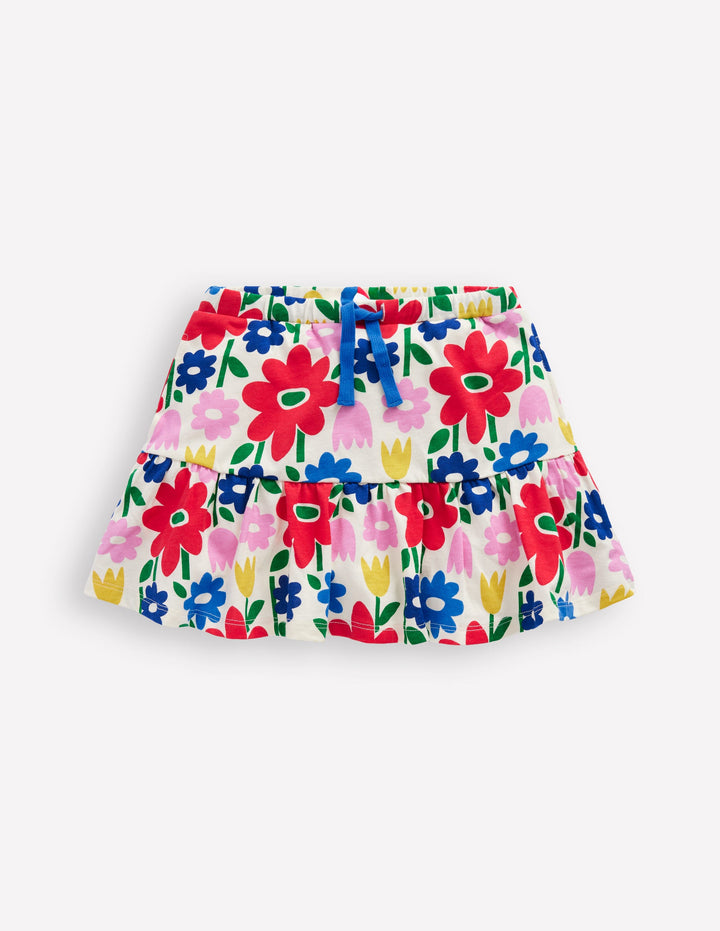 Gestufter Jersey-Skort-Bunt Pop-Blume