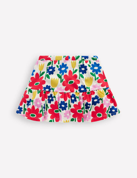 Gestufter Jersey-Skort-Bunt Pop-Blume