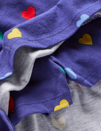 Jupe-short volantée en jersey-Cœurs bleu tribord multi-3