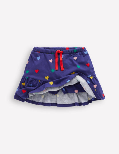 Jupe-short volantée en jersey-Cœurs bleu tribord multi-4