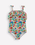 Maillot de bain à volants avec liens à nouer-Motif Holiday Flowerbed multi