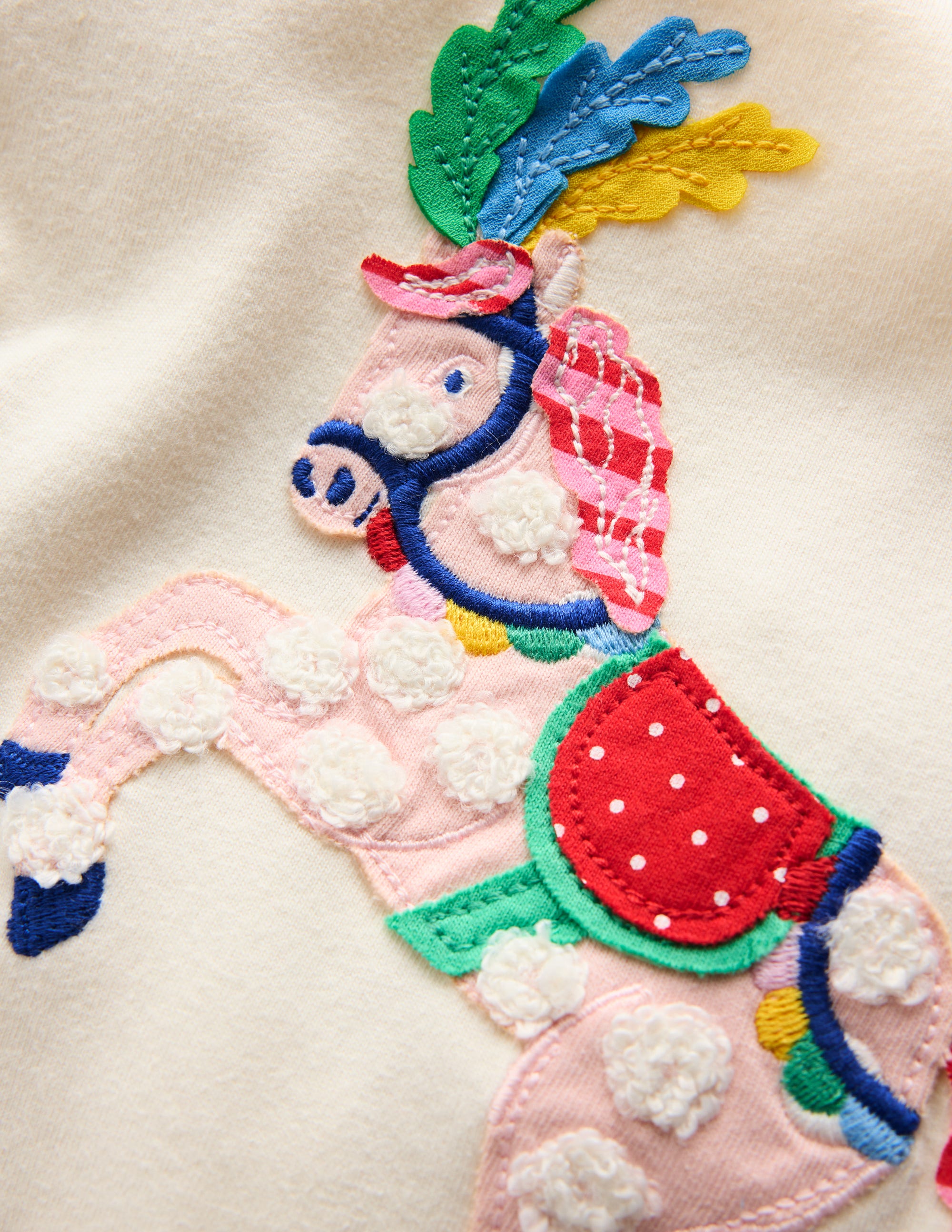 Puff Sleeve Applique Top-Soft Ivory Horse - Image 3