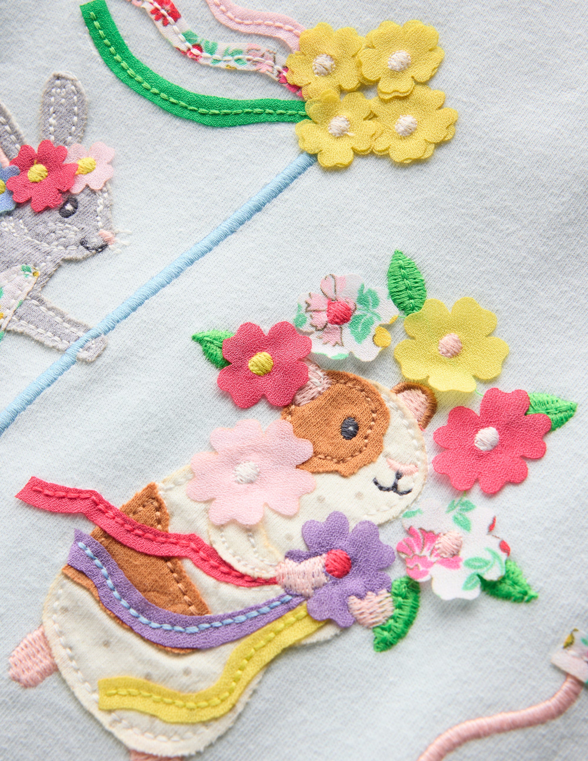 Top à manches bouffantes et appliqué-Animaux bleu nuage - Image 3