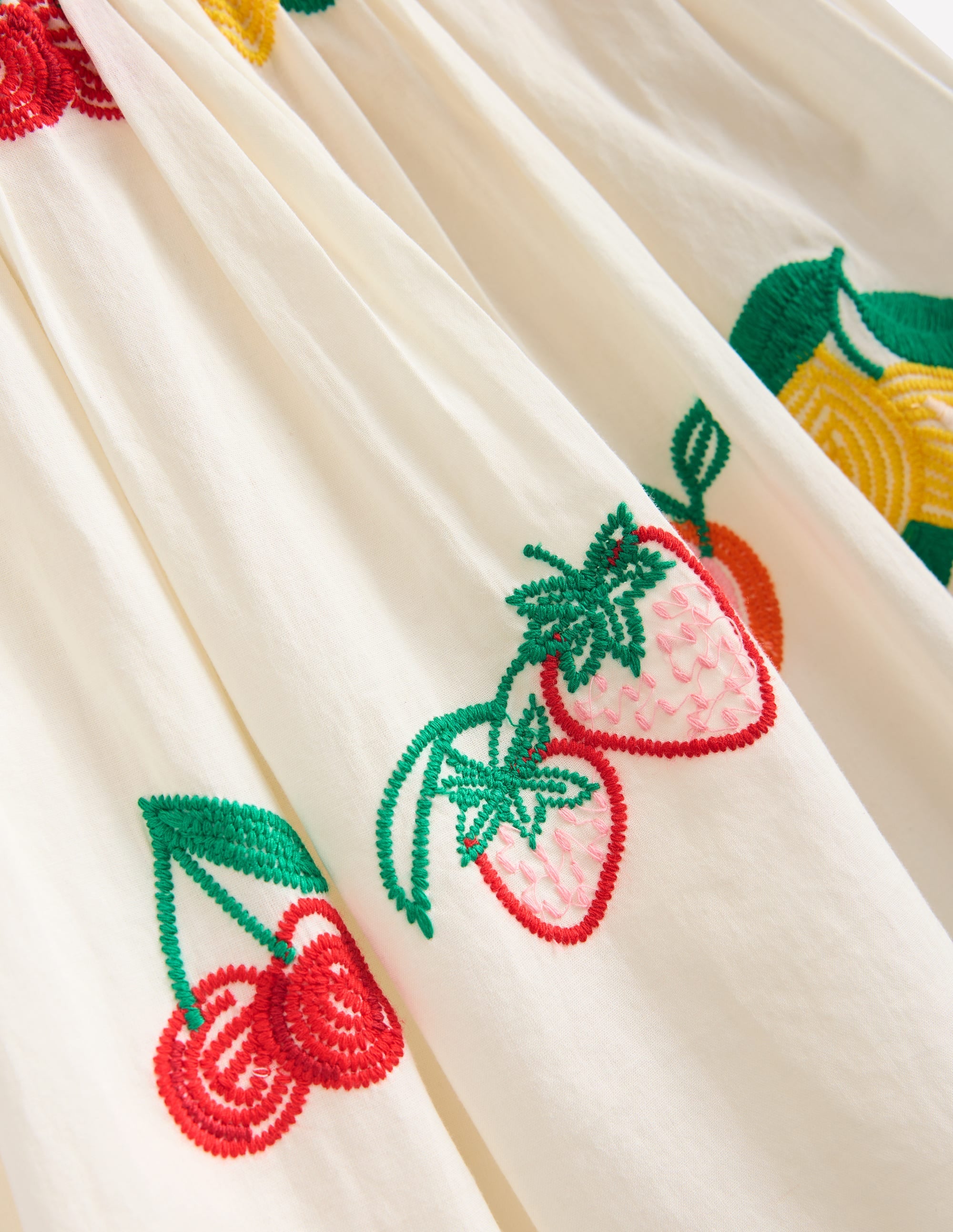 Robe tissée et brodée-Fruits brodés ivoire - Image 4