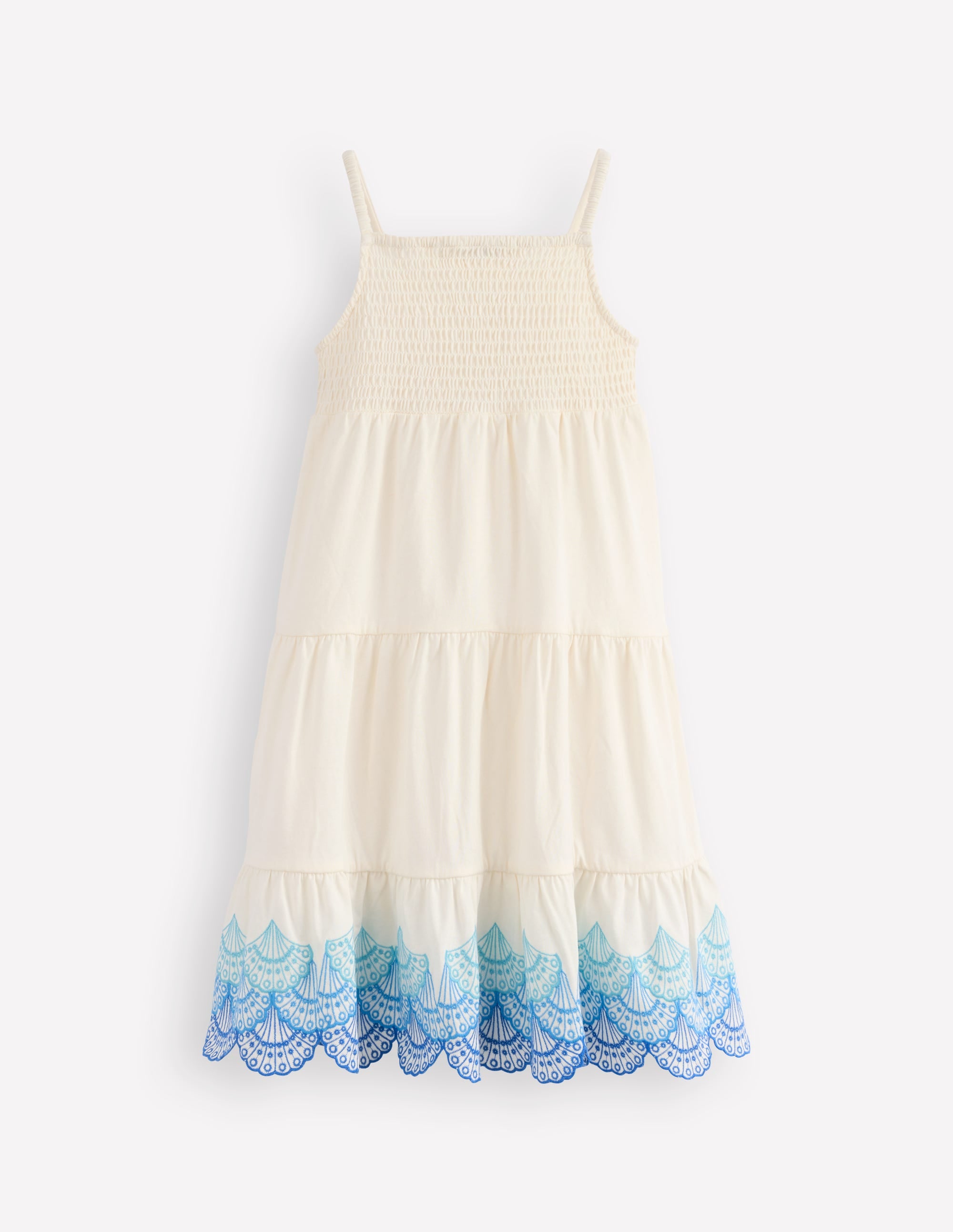 Enza Jerseykleid mit Lochstickerei am Saum-Sanftes Naturweiß Muscheln - Image 2