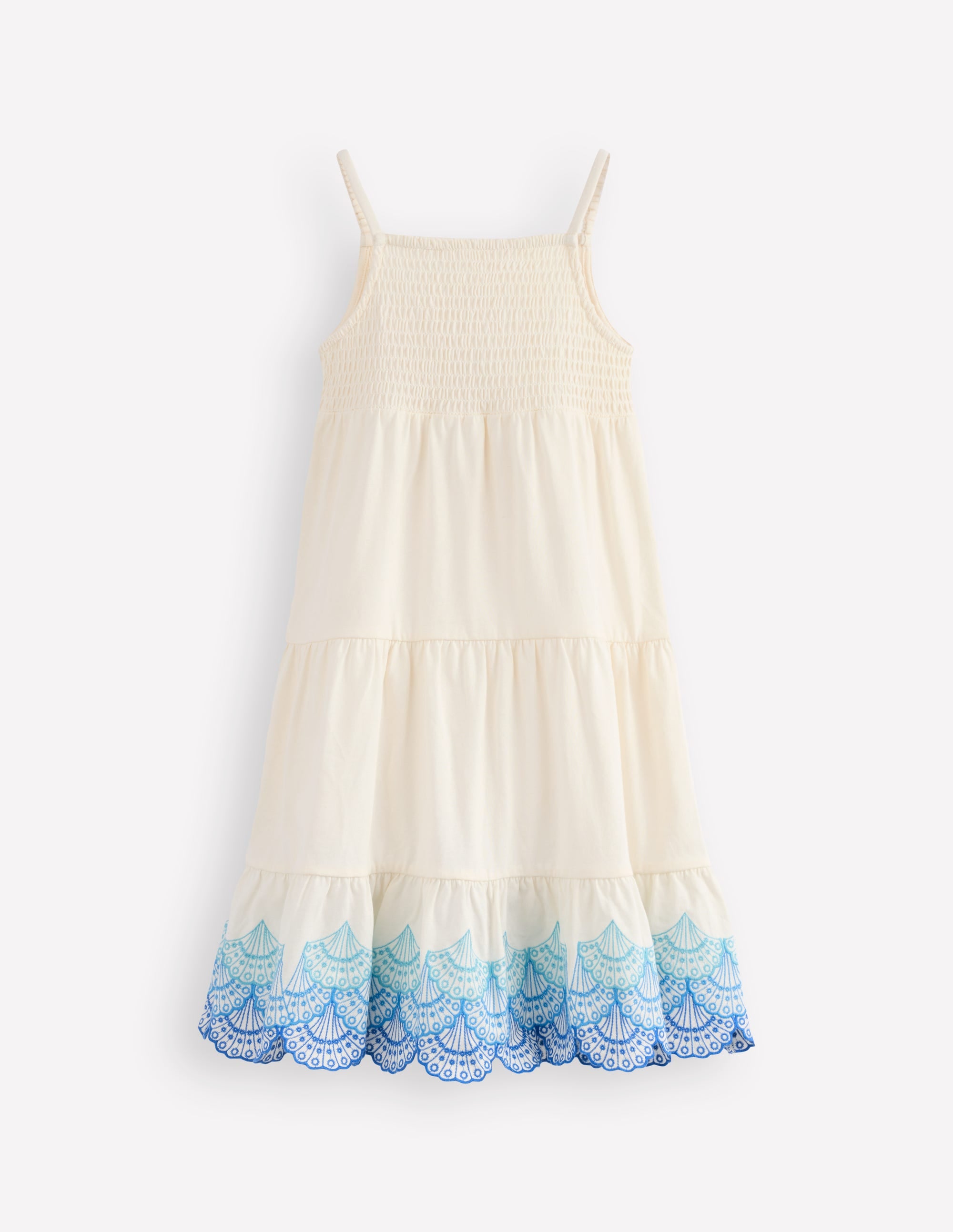 Enza Jerseykleid mit Lochstickerei am Saum-Sanftes Naturweiß Muscheln - Image 1