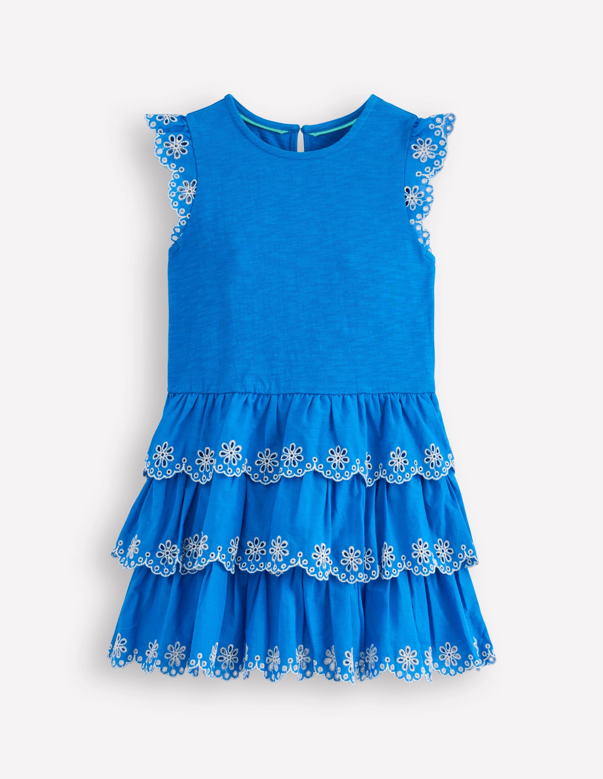 Jerseykleid mit Lochstickerei-Himmelblau - Image 1