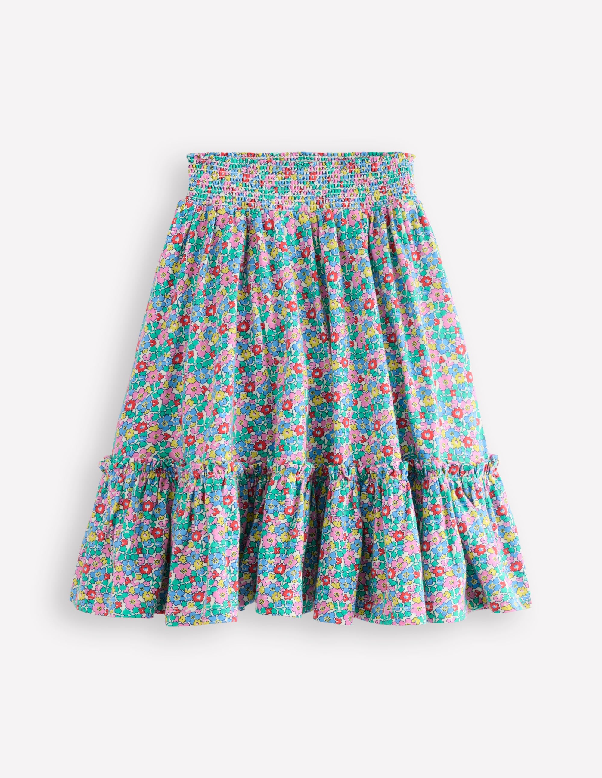 Jupe midi en jersey-Bunt Blumenbeet - Image 1