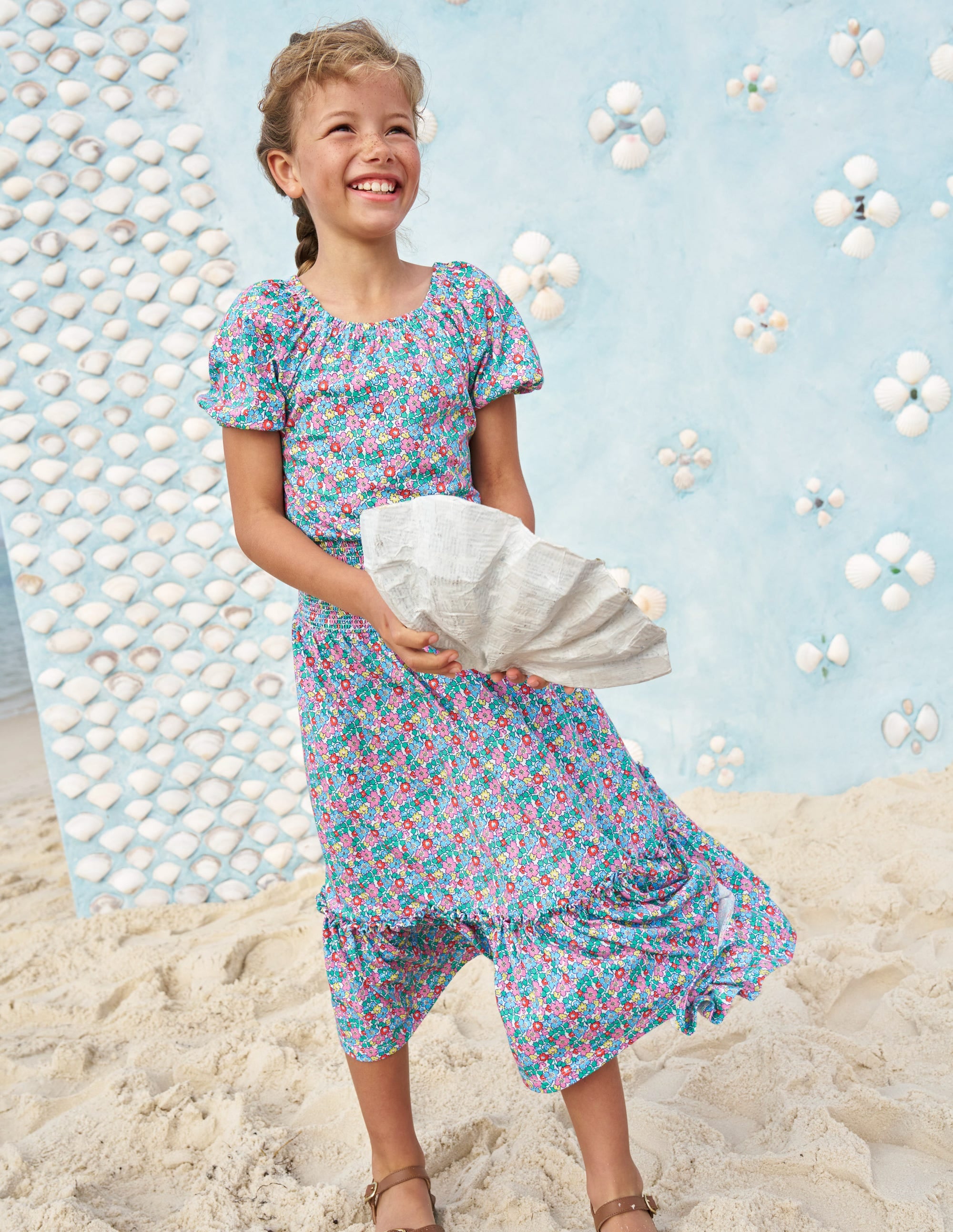 Jupe midi en jersey-Bunt Blumenbeet - Image 4