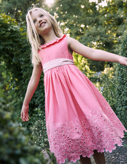 Kleid für besondere Anlässe mit Blumensaum-Lachsrosa