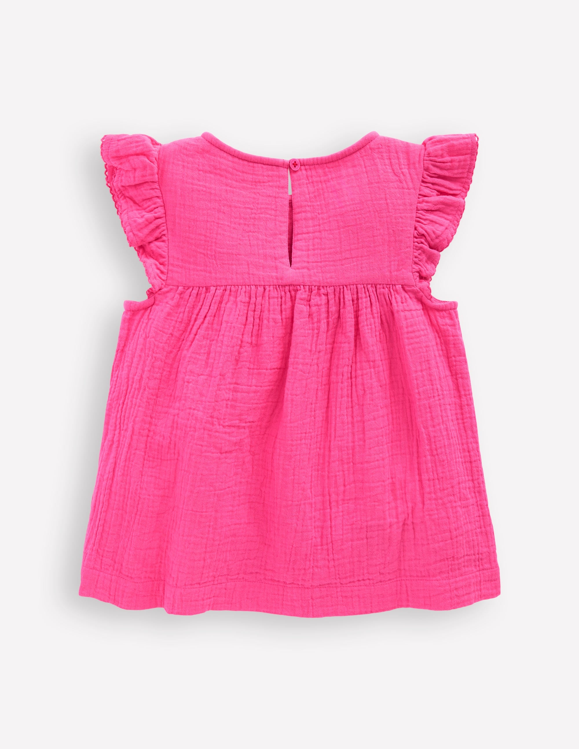 Doppeltuch-Oberteil mit Rüschenärmeln-Sorbet-Rosa Stickerei - Image 2