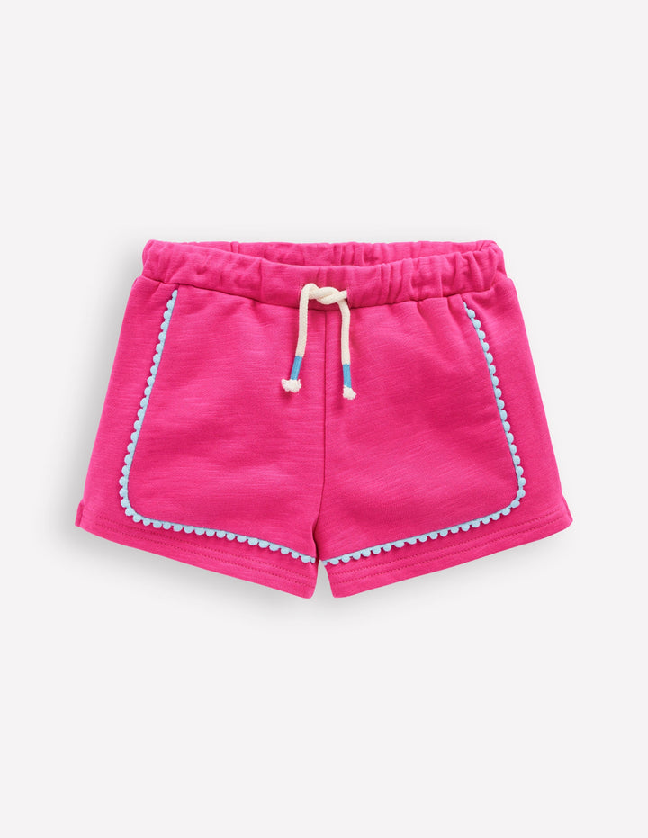 Short en jersey à pompons-Rose Framboise