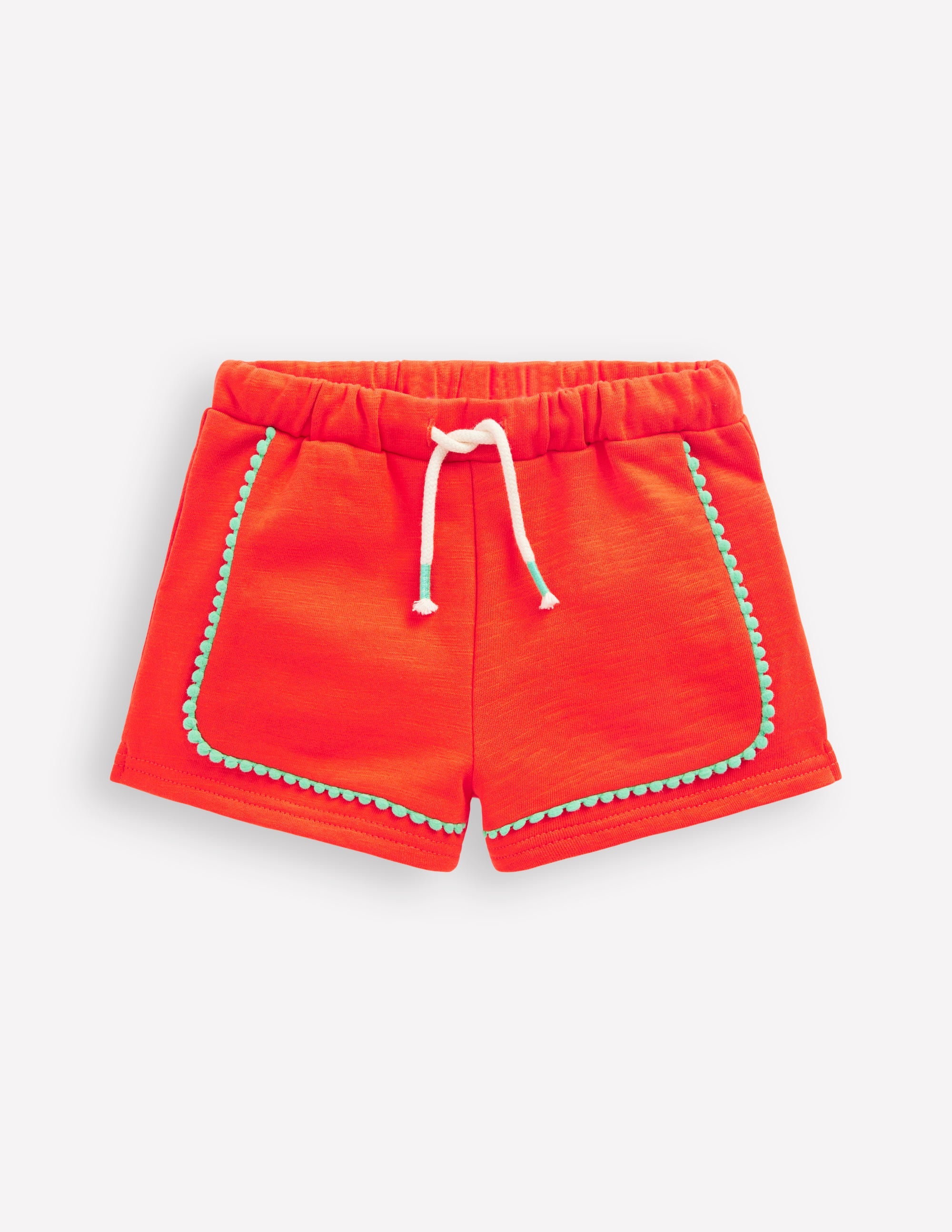 Short en jersey à pompons-Rouge pétard - Image 1