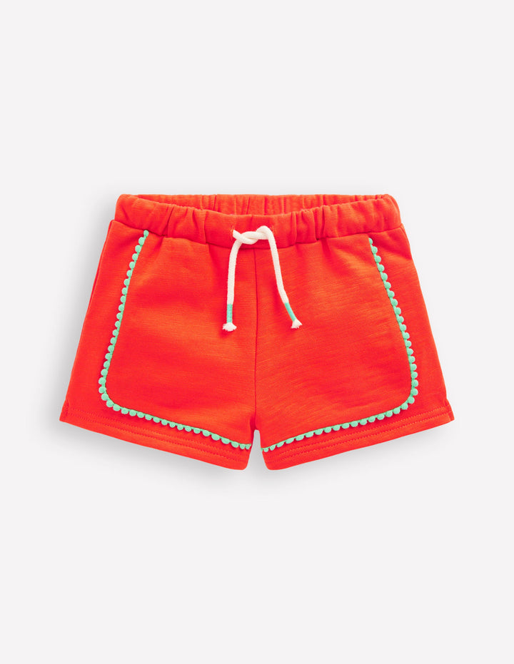 Short en jersey à pompons-Rouge pétard