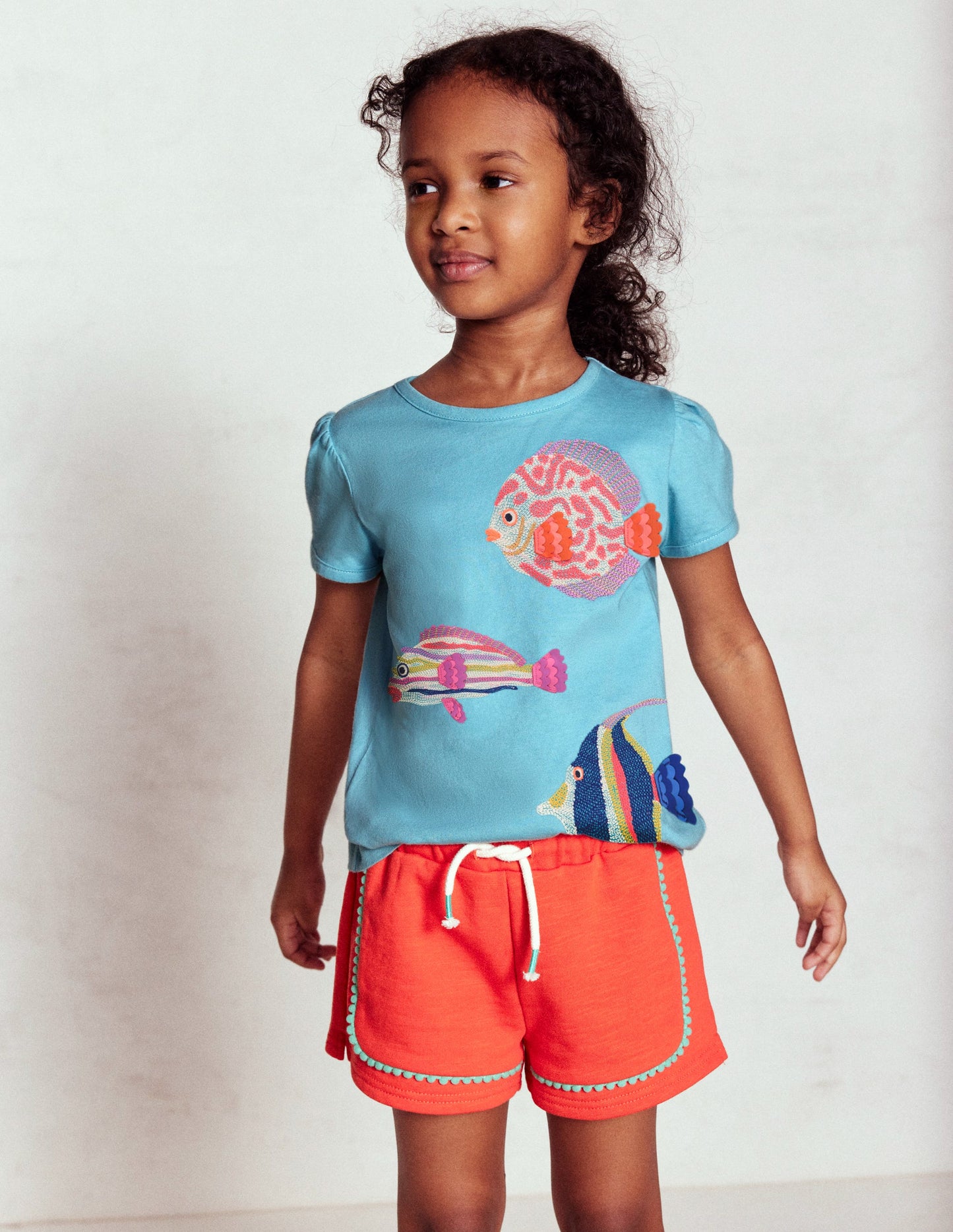 Jersey-Shorts mit Bommelbesatz-Knallrot