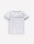 T-Shirt mit Lochstickerei an den Ärmeln-Weiß