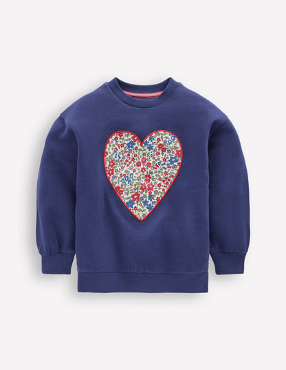 Bobbie Sweatshirt mit Applikation-Steuerbordblau Herzen