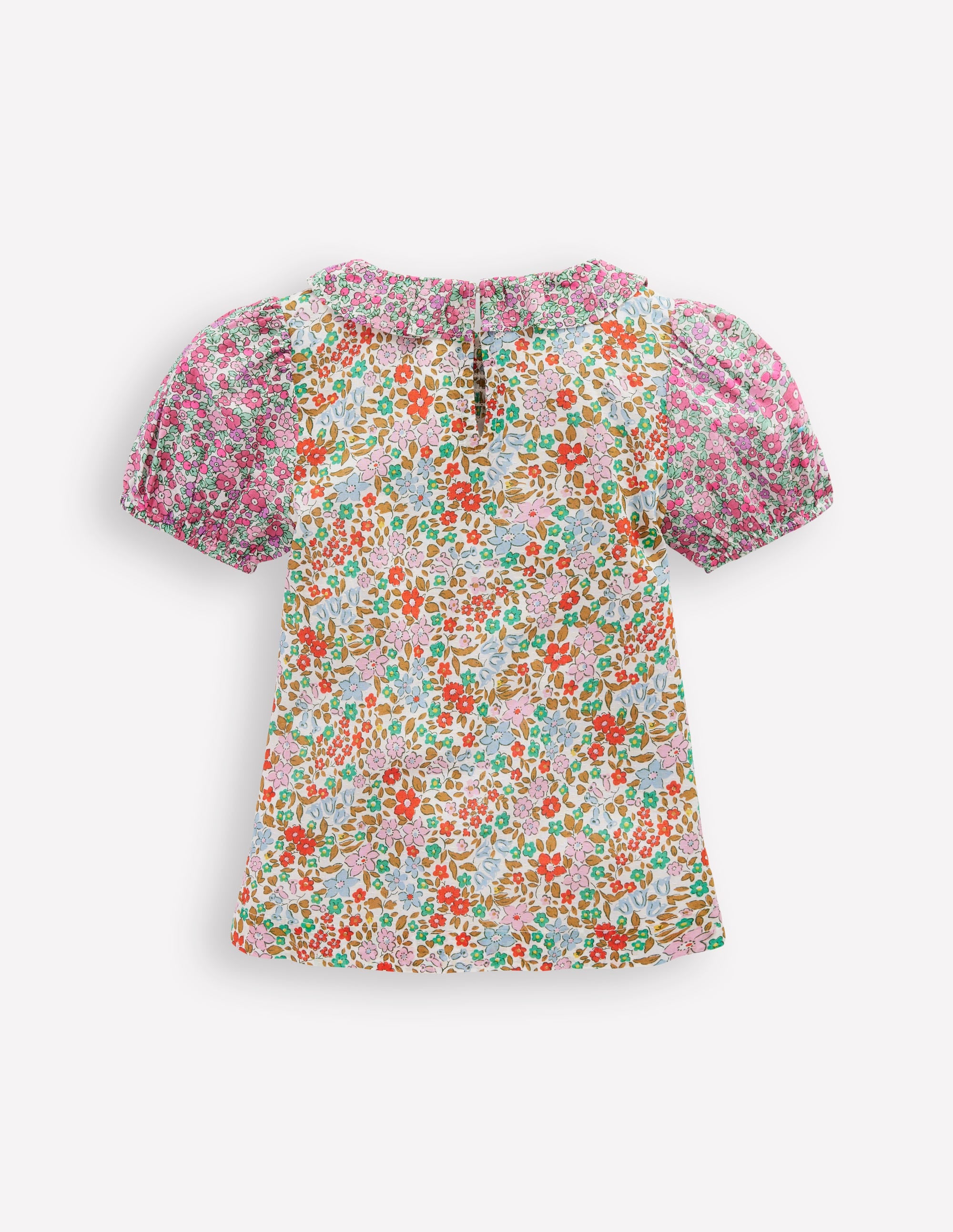 Gesmokte Bluse mit Rüschenausschnitt-Kuddelmuddel Blumenmuster - Image 2