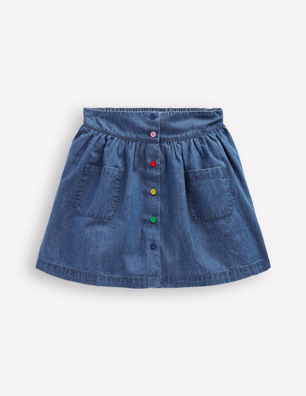 Minirock mit Knopfleiste-Heller Used Look