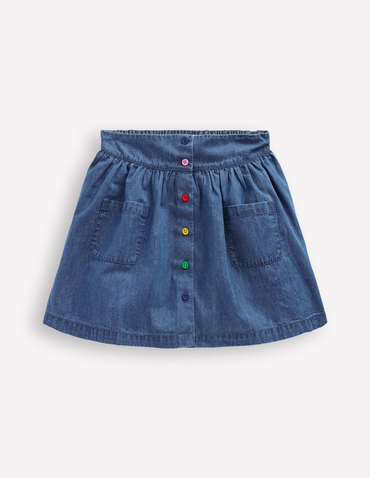 Minirock mit Knopfleiste-Heller Used Look