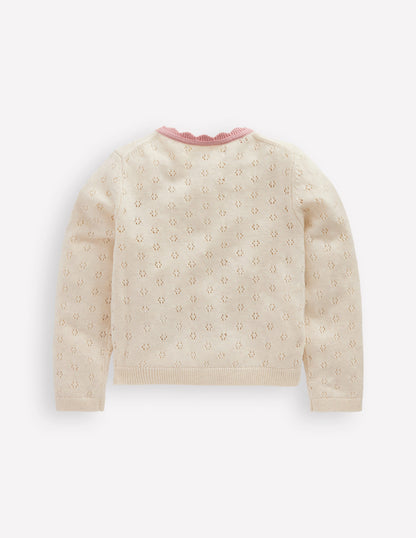 Strickjacke mit Muschelsaum für den Alltag-Sanftes Naturweiß-3