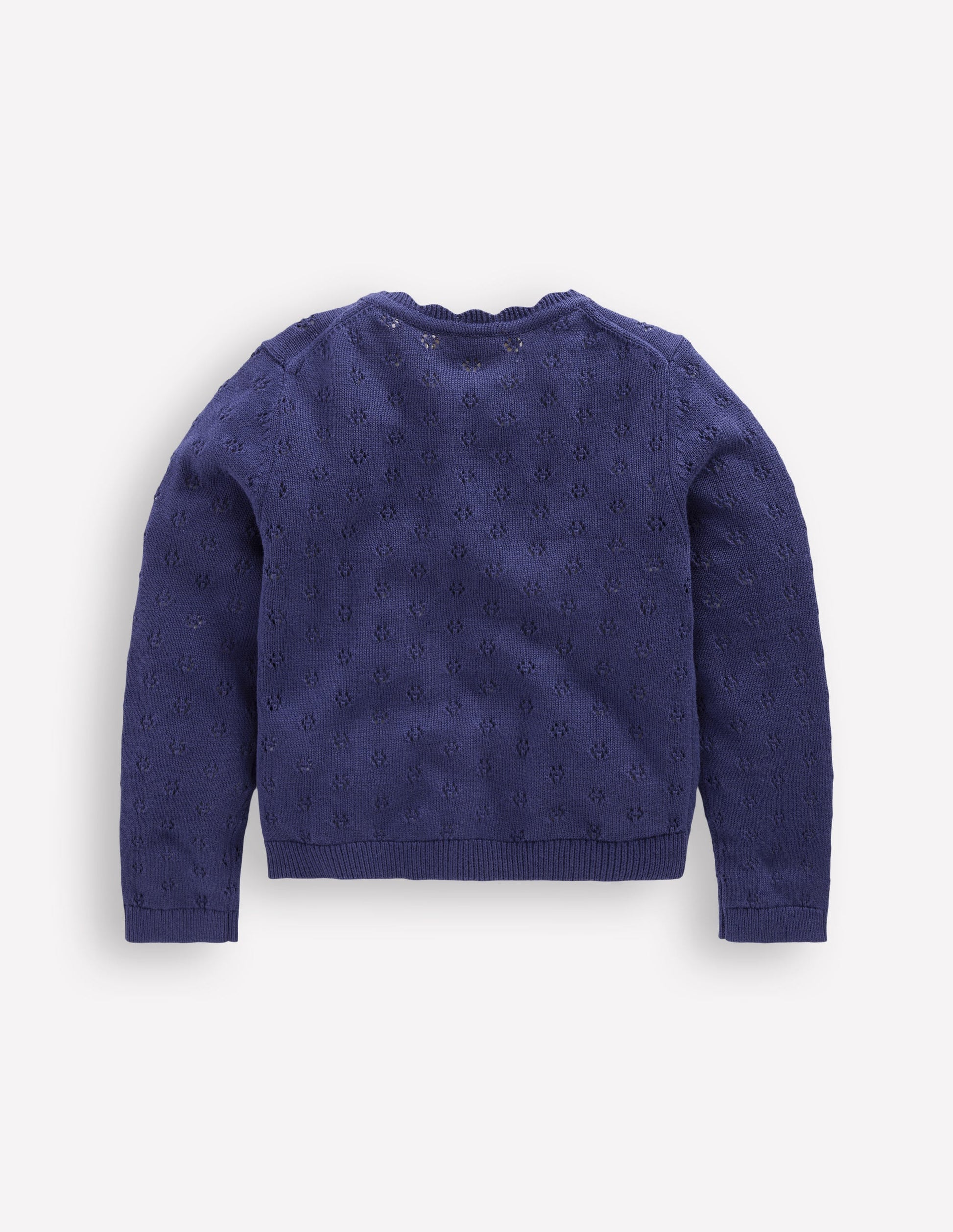 Strickjacke mit Muschelsaum für den Alltag-Schuluniform-Marineblau-2