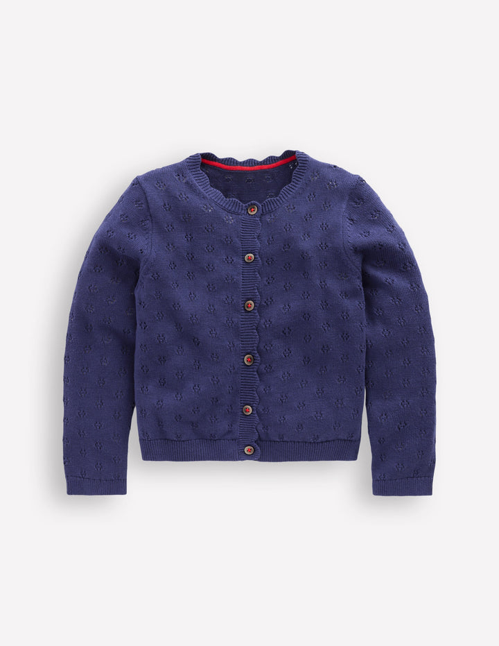 Strickjacke mit Muschelsaum für den Alltag-Schuluniform-Marineblau