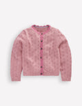 Strickjacke mit Muschelsaum für den Alltag-Vintage-Rosa