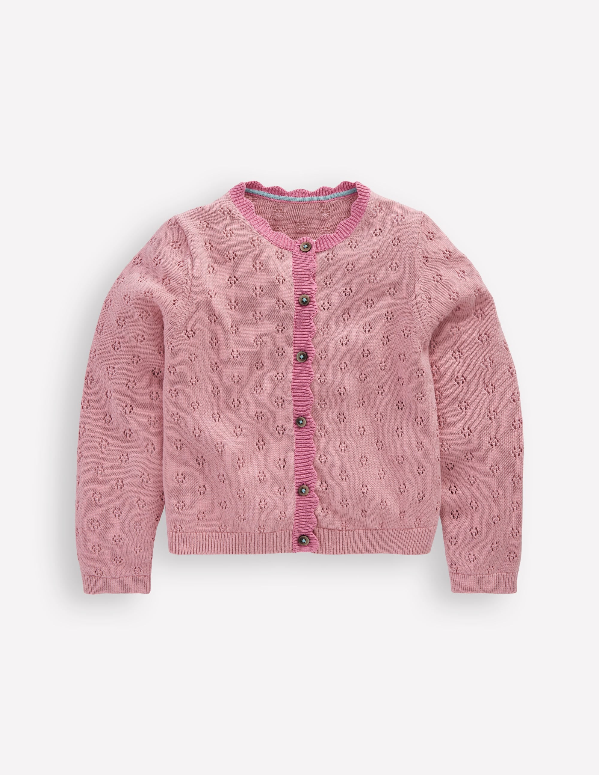 Strickjacke mit Muschelsaum für den Alltag-Vintage-Rosa - Image 1
