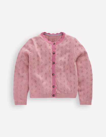 Strickjacke mit Muschelsaum für den Alltag-Vintage-Rosa-1