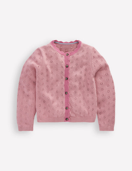 Strickjacke mit Muschelsaum für den Alltag-Kräftiges Rosa